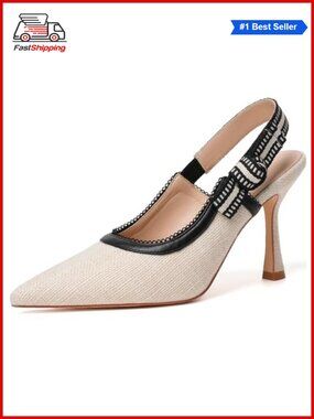 ✨ Pointy Closed Toe Slingback High Heels Wedding Prom Party Pumps for Women